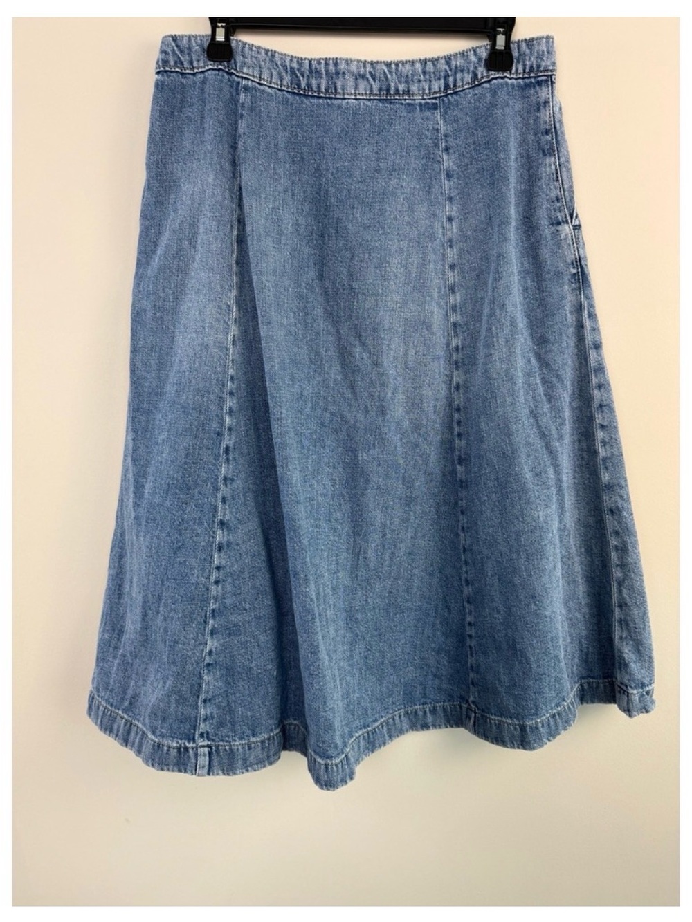 Tommy Hilfiger Denim Midi Skirt Button Front Medium Wash Blue A-Line Womens 8 - Picture 2 of 5